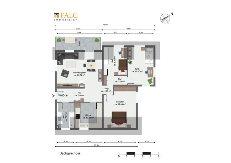 4 Zimmer zum Wohlfühlen! Mit Garage! - FALC Immobilien – Grundriss