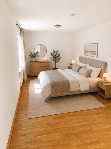 Ideal für Paare & Homeoffice-Genießer – Einziehen und wohlfühlen! – Schlafzimmer Beispiel - KI