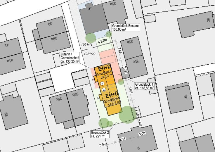 Vorabinformation-Doppelhaushälfte (Nr. 1) in ruhiger Lage – Lageplan Haus A