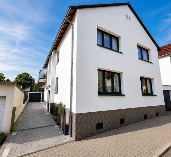 127 m² PRIVATES WOHNEN MIT EIGENEM POOL & GARTEN – 2 GARAGEN + 1.920 € KALTMIETEINNAHMEN – Haus Ansicht