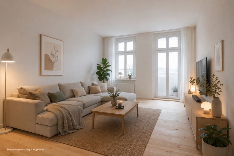 Kernsanierte Altbauwohnung mit Balkon am Schäfersee – WZ - Einrichtungsvorschlag