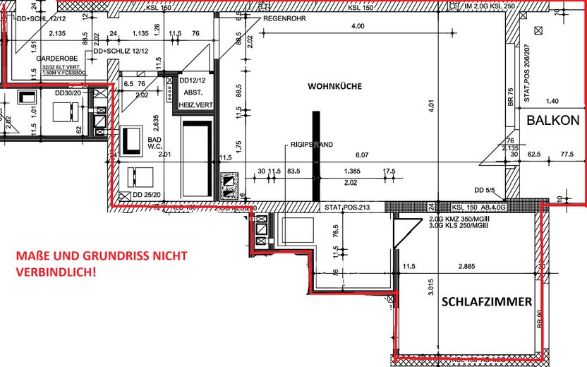 Helle 2- Zimmer Wohnung zur Miete – Grundriss 2,5 Zimmer WE