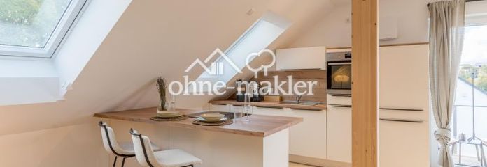 Jasne, designerskie mieszkanie na poddaszu (2 pokoje) z kuchnią BORA, parkietem Lindura i słonecznym balkonem