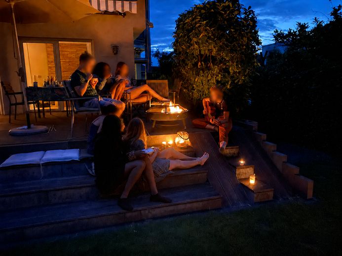 Bergstraße'daki Lorsch'ta galeri ve asma katlı yüksek kaliteli yarı müstakil ev – Blick auf die Terrasse