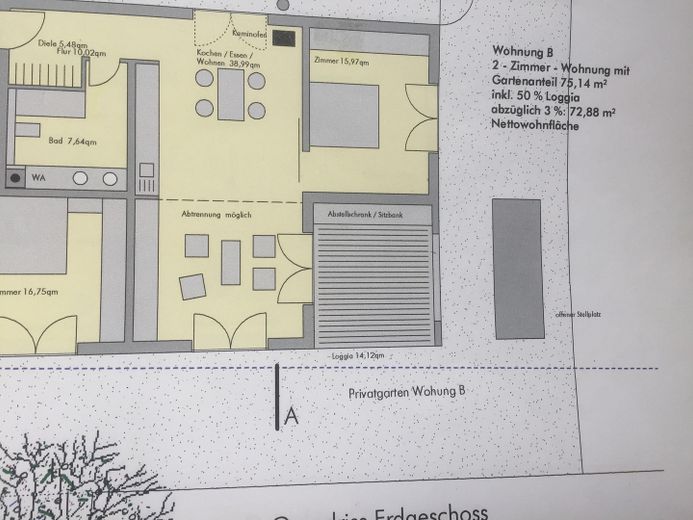 Schöne 2 Zimmer-Gartenwohnung in Ruhiger Lage – Grundriss