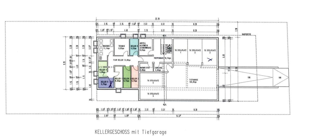 Grundriss Keller mit Tiefgarag