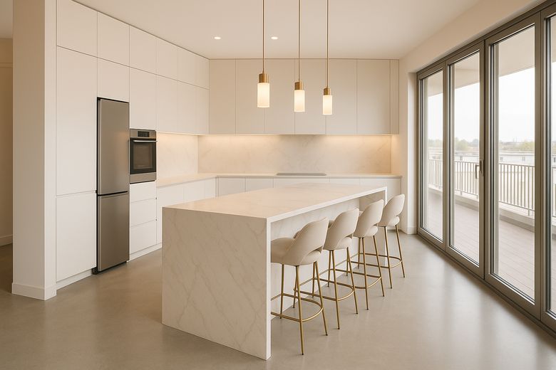 H9-Penthouse 1 → Luxuriöses Penthouse mit Dachterrasse und Panoramablick – Einrichtungsbeispiel Küche
