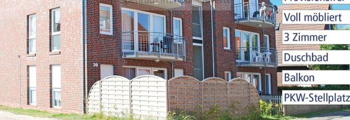 Helle 3 Zimmer Ferienwohnung, komplett möbliert, Stellplatz, provisionsfrei