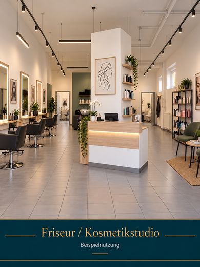 Superficie de producción, consulta o venta, mucho tránsito peatonal, justo al lado del REWE Center Cottbus – Beispieleinrichtung Kosmetik