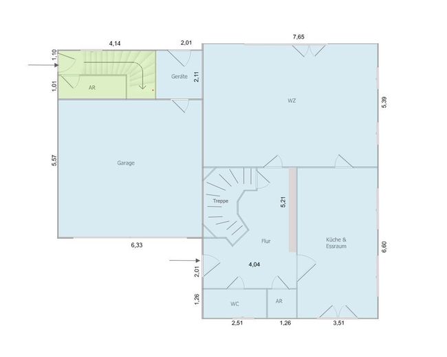 EFH / großer Hausteil mit EBK, Kamin, 2 Terrassen und traumhaftem Garten in direkter Seenähe 🌊 – Grundriss EG