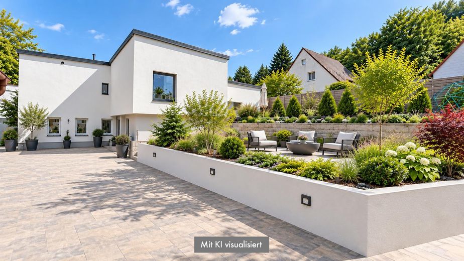 Architekten-Bungalow mit großem Grundstück und Baupotenzial – Außenansicht fertiggestellt