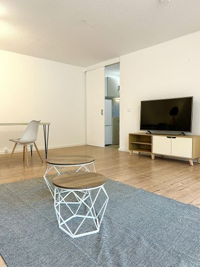 5,2 % Rendite! Umfassend renovierte Eigentumswohnung mit Stellplatz in Leipzig – Wohnzimmer mit Blick zur Küche