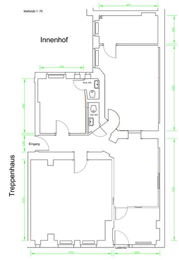 Sanierungsbedürftiger Gewerberaum mit Potenzial zur Wohnraumnutzung in attraktiver Wohnlage – Grundriss