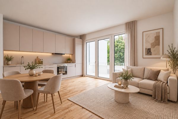 Licht 3-kamerappartement met balkon en inbouwkeuken