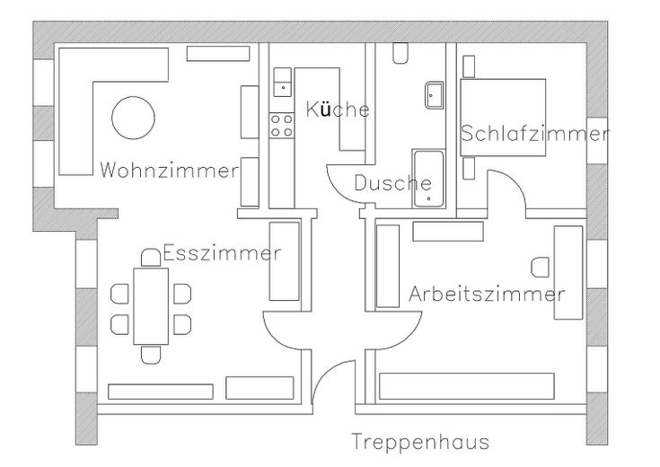 Dla 2-osobowej wspólnoty mieszkaniowej lub małżeństwa bez dzieci mieszkanie 2,5-pokojowe w centrum Brackwede, spokojna lokalizacja. – Grundriss