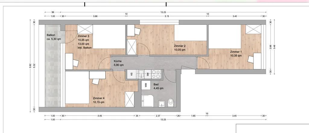 Komfortables WG-Zimmer in angenehmer Wohnatmosphäre I München | Waldschulstraße 54 – Grundriss
