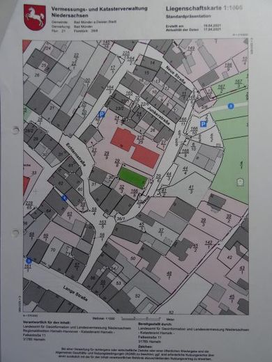 Großes Stadt-Haus im Zentrum von Bad Münder Hausverkauf – Liegenschaftskarte