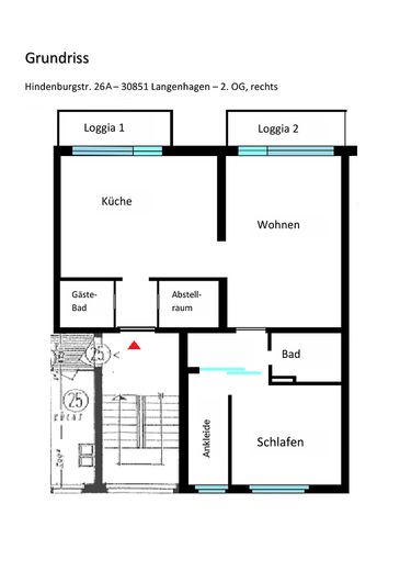 Modern, şık, yenilenmiş - iki loggia, ankastre mutfak, giyinme odası *komisyonsuz – Grundriss
