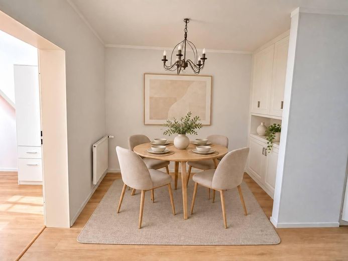 Appartamento di 3 locali senza provvigione nel verde di Amburgo-Niendorf - ristrutturato – Esszimmer mit KI eingerichtet