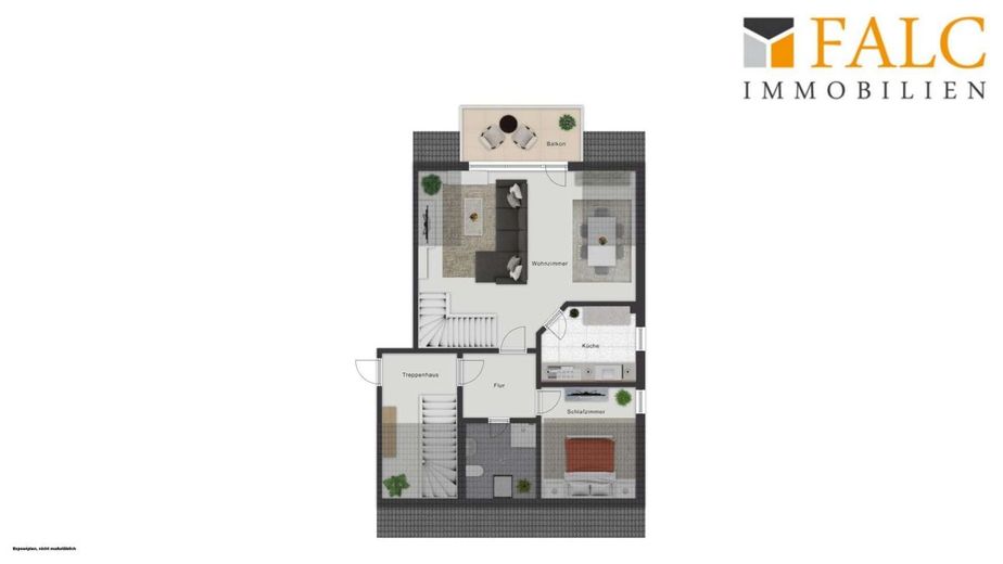2-kamerappartement met balkon, parkeerplaats en kelder - perfect voor singles of 2 personen – Grundriss DG rechts