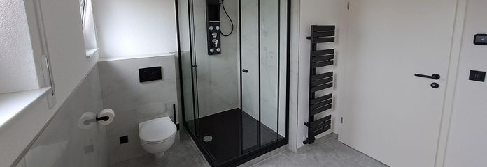 Begehbare 1,2mx1m Dusche + WC
