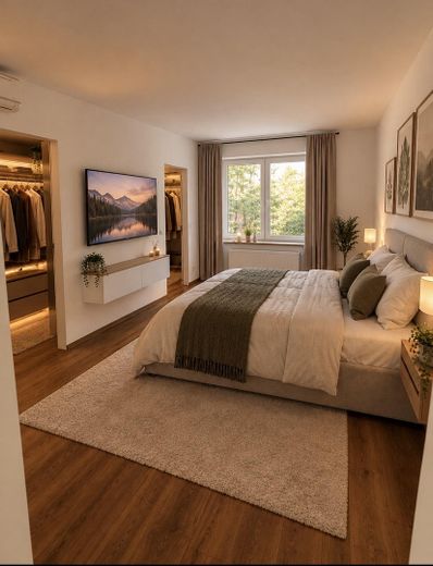 Exklusiver, kernsanierter Bungalow in Damm - wohnen auf einer Ebene – Einrichtungsoption (KI-Bild)