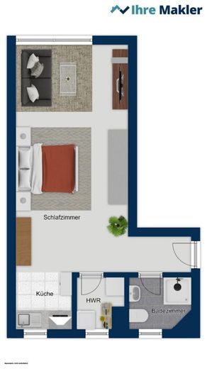 Warum noch Miete zahlen ? Einzimmerwohnung im Herzen von Rotenburg – 4OG