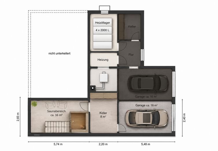 Provisionsfrei - Wohnen wie im eigenen Haus: 120m² mit Garten, Traum-Weitblick & Wellness-Faktor – Grundriss Keller