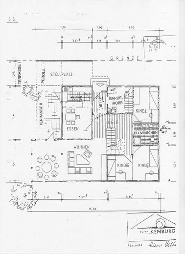 Detached single-family house in Sandhausen with plenty of space and 2 bedrooms on the ground floor – Grundriss EG