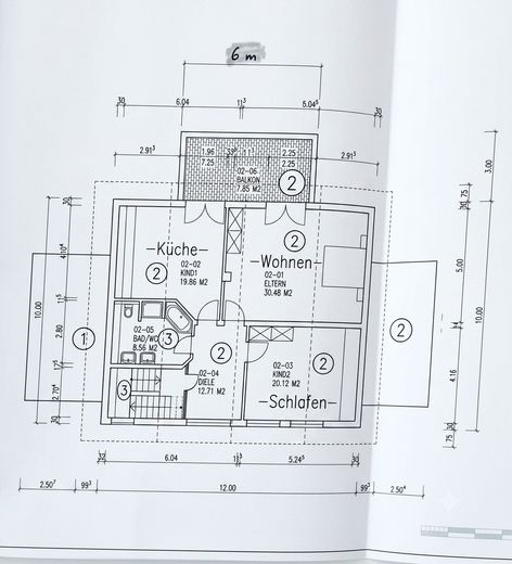 Große 2 Zimmer Wohnung, 100qm im 2-FH, Bj 2006, Balkon, Stellplatz, Garage – Grundriss