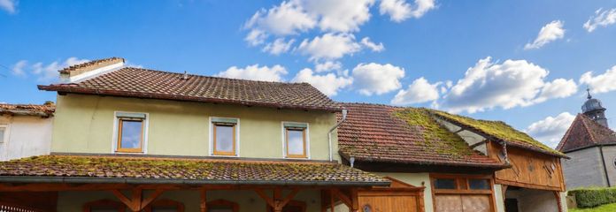 Haupthaus, Garage, Stall - von links n. rechts
