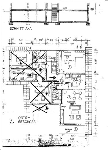 Aussergewöhnliche 3,5-Zi-Maisonette-Wohnung, 2 Wohnebenen, Stadtrandlage, offener Kamin,Einzelgarage – Grundriss Wohnung 2. OG