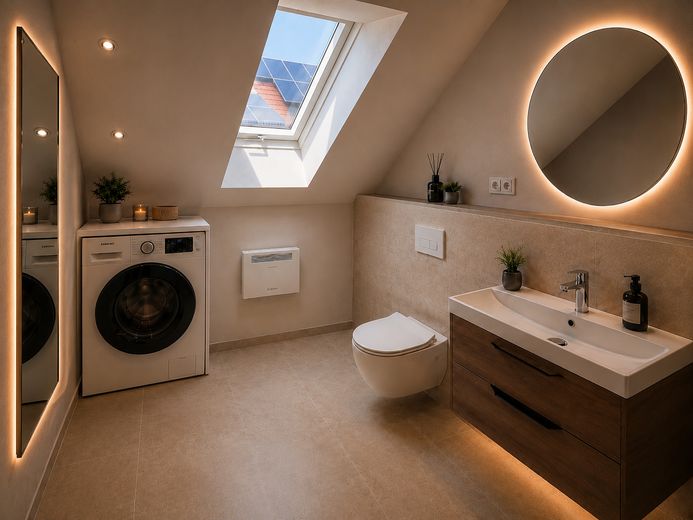 Moderne 4 Zimmer DG Wohnung mit Garten in ruhigem gehobenen Wohngebiet – Bad