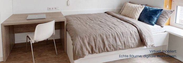 Dein perfekter Studienstart mit URBAN BASE: Möbliertes WG-Zimmer mit ALL-IN-MIETE uvm. in Berlin-Oberschöneweide – Ansicht II: Wohn- und Schlafb…