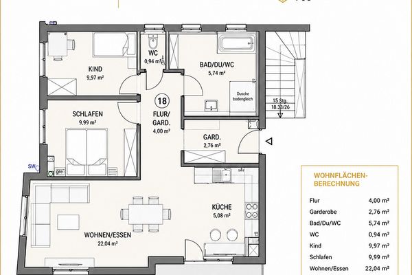 3-Zimmer-Neubauwohnung mit Küche SNH-Reihen Bahn  direkt gegenüber  sofort verfügbar