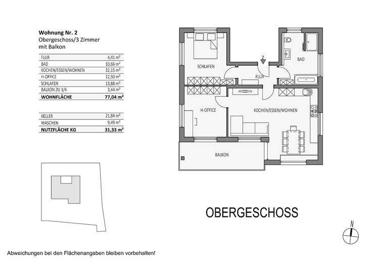 Grundriss WE2 - Obergeschoss 