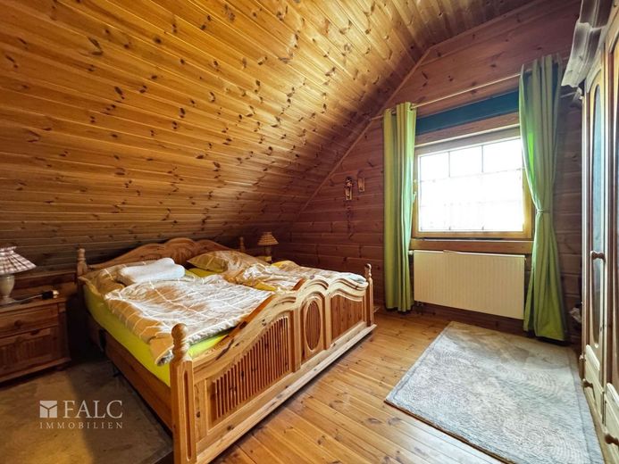 Appelhülsen-Skandinavischer Flair trifft moderne Energietechnik - Blockhaus mit besonderem Charakter – Schlafzimmer