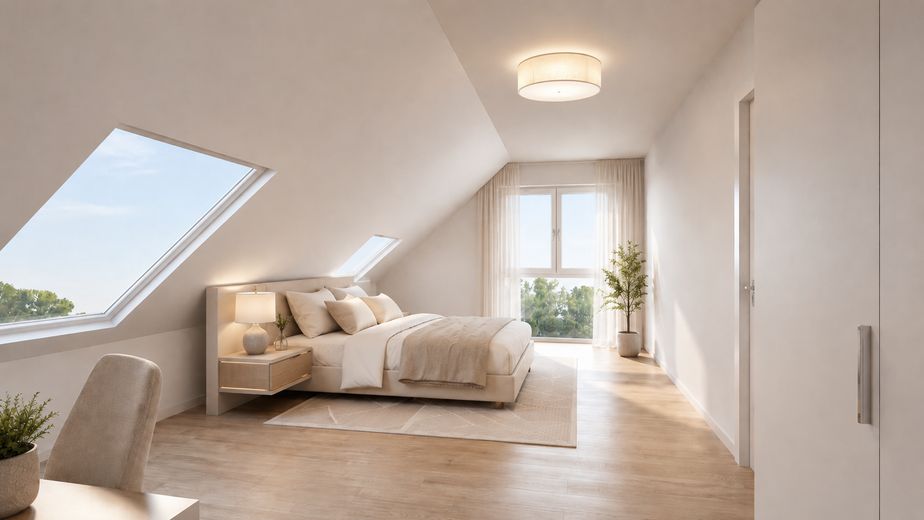 Platz für die ganze Familie – 6,5-Zi.-Maisonette in Ergenzingen mit Balkon & VVS in 5 Gehmin. – Visualisierung 2. DG Zimmer