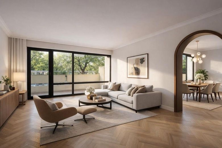 Ihr neues Zuhause in Harlaching: 4 Zimmer, 2 Balkone und großer Keller – KI-Sanierte Darstellung