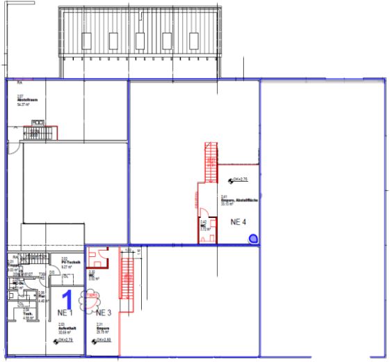 ~250 m² Verkaufs-/Showroomfläche plus Service- & Hallenflächen – flexibel bis 800 m² – Grundriss Obergeschoss