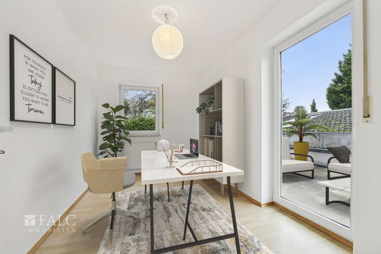 Moderne 3-Zimmerwohnung im Hochparterre in ruhiger Lage von Karlsruhe-Grünwettersbach – Visualisierung: Homeoffice