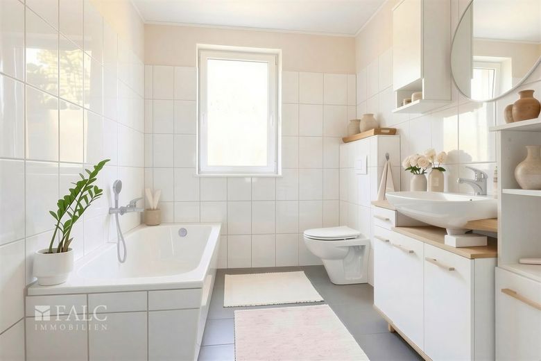 +++ Kapitalanlage mit Weitblick: Zweifamilienhaus im Grünen +++ – Badezimmer Whg. 2c - (KI generiert)