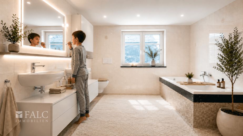 Historisches Flair. Moderner Luxus. Mitten in Dillingen. – Badezimmer