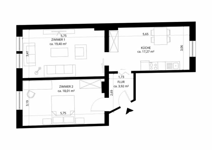 Over 5% rental yield: renovated property in a charming period building for investment or as a home – LS30 Grundriss