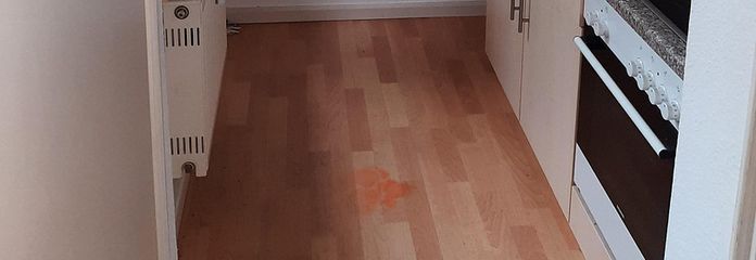 Küche mit Blick in den Garten