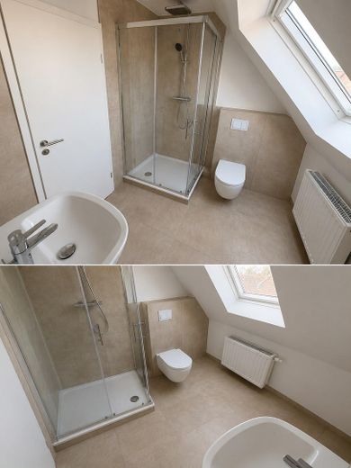 2-3 Zimmer Wohnungen: Erstbezug nach Kernsanierung – Moderne Wohnungen in zentraler Lage von Lehrte – Badezimmer DG links