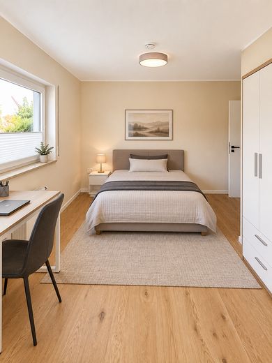 Möblierte 5-Raum Wohnung mit 2 Bädern, Einbauküche und Terrasse – Schlafzimmer