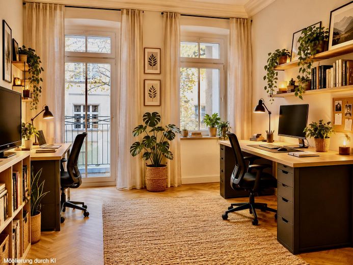 Zonder makelaarscourtage: Instapklaar droomappartement in een oud gebouw met 2 balkons en energie-efficiëntieklasse C in B-Friedrichshain – grösseres Zimmer als Arbeitszi