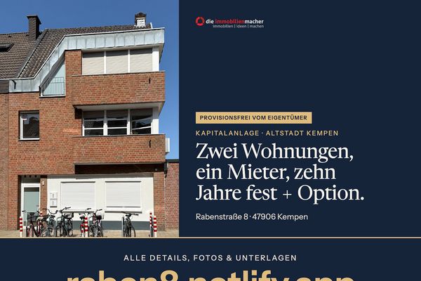 Kapitalanlage Altstadt Kempen: 2 Wohnungen, 10 Jahre fest vermietet, 6,09 % Rendite, provisionsfrei
