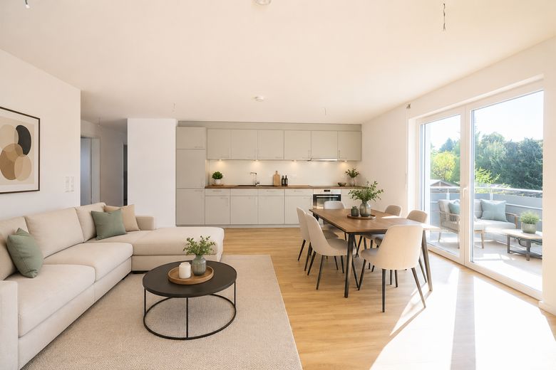 Moderne 3-Zimmer-Eigentumswohnung in Krumbach | Balkon, Aufzug & TG (W8) – Virtuell möbliert